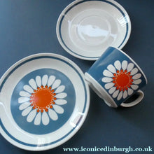 Load image into Gallery viewer, 1970s DAISY Turi Design TRIO (Cup, Saucer and Side Plate). Daisy Pattern for Figgjo Flint, Norway
