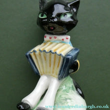 Load image into Gallery viewer, Fabulous &amp; Cute. 1960s Goebel Figurine of a Little Comical Black Cat Playing an Accordion. Designed by Albert Staehle
