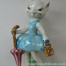 Load image into Gallery viewer, 1960s Goebel Comical Lady Cat with Umbrella Designed by Albert Staehle
