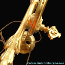 Load image into Gallery viewer, Edwardian Rise and Fall Table Lamp. Decorative Brass Lamp with Old Vaseline Glass Shade. Fully Rewired

