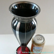 Load image into Gallery viewer,  FRENCH Art Deco HEM Black Glass Vase by Michel Herman : 10 3/4 inches
