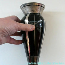Load image into Gallery viewer,  FRENCH Art Deco HEM Black Glass Vase by Michel Herman : 10 3/4 inches
