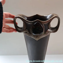 Load image into Gallery viewer, Fabulous LARGE 1900s Antique BRETBY ’Copperette’ Art Nouveau Vase with Jewelled Cabochons - British Ceramics
