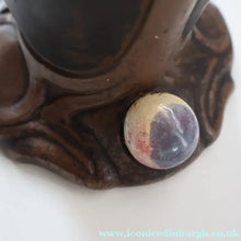 Load image into Gallery viewer, Fabulous LARGE 1900s Antique BRETBY ’Copperette’ Art Nouveau Vase with Jewelled Cabochons - British Ceramics
