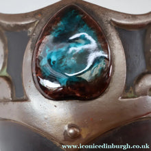 Load image into Gallery viewer, Fabulous LARGE 1900s Antique BRETBY ’Copperette’ Art Nouveau Vase with Jewelled Cabochons - British Ceramics
