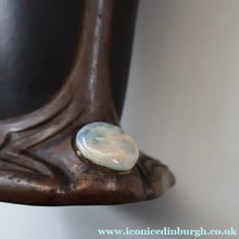 Load image into Gallery viewer, Fabulous LARGE 1900s Antique BRETBY ’Copperette’ Art Nouveau Vase with Jewelled Cabochons - British Ceramics
