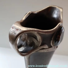 Load image into Gallery viewer, Fabulous LARGE 1900s Antique BRETBY ’Copperette’ Art Nouveau Vase with Jewelled Cabochons - British Ceramics
