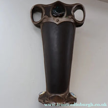 Load image into Gallery viewer, Fabulous LARGE 1900s Antique BRETBY ’Copperette’ Art Nouveau Vase with Jewelled Cabochons - British Ceramics
