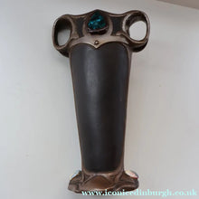 Load image into Gallery viewer, Fabulous LARGE 1900s Antique BRETBY ’Copperette’ Art Nouveau Vase with Jewelled Cabochons - British Ceramics
