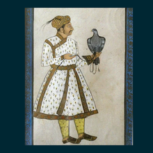Load image into Gallery viewer, INDIAN ART: Vintage Indian Miniature Watercolour. Nobleman with a Falcon (A)
