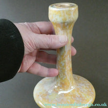 Load image into Gallery viewer, Fine 1930s RUSKIN POTTERY Candlestick with Yellow and Pale Blue Lustre Glazes
