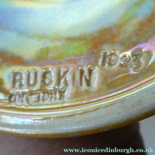 Load image into Gallery viewer, Fine 1930s RUSKIN POTTERY Candlestick with Yellow and Pale Blue Lustre Glazes
