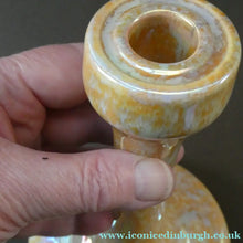 Load image into Gallery viewer, Fine 1930s RUSKIN POTTERY Candlestick with Yellow and Pale Blue Lustre Glazes
