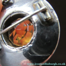 Load image into Gallery viewer, Antique SCOTTISH VICTORIAN SILVER &amp; Agate Hardstone Brooch or Pin. Old Red Leather Box
