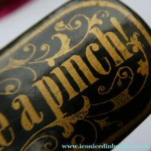 Load image into Gallery viewer, ANTIQUE Snuff Box. Georgian Papier Mache Box with Take a Pinch Mott
