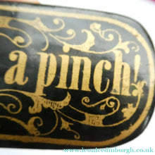 Load image into Gallery viewer, ANTIQUE Snuff Box. Georgian Papier Mache Box with Take a Pinch Mott
