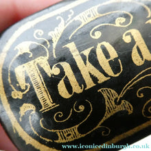 Load image into Gallery viewer, ANTIQUE Snuff Box. Georgian Papier Mache Box with Take a Pinch Mott
