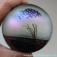 Load image into Gallery viewer, Fine GLASFORM Paperweight by John Ditchfield with Iridescent Finish and Landscape Imagery
