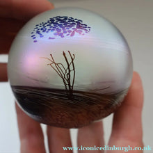 Load image into Gallery viewer, Fine GLASFORM Paperweight by John Ditchfield with Iridescent Finish and Landscape Imagery
