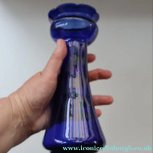 Load image into Gallery viewer, Fine Pair of Hand Blown ANTIQUE Hyacinth Bulb Vases  (Bristol Blue and Amethyst Glass)
