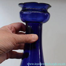 Load image into Gallery viewer, Fine Pair of Hand Blown ANTIQUE Hyacinth Bulb Vases  (Bristol Blue and Amethyst Glass)
