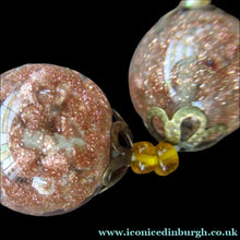 Load image into Gallery viewer, Vintage Gold Aventurine Murano Glass Bead Necklace. Total Length 24 inches
