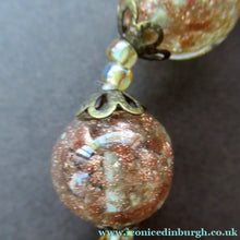 Load image into Gallery viewer, Vintage Gold Aventurine Murano Glass Bead Necklace. Total Length 24 inches
