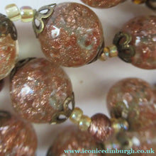 Load image into Gallery viewer, Vintage Gold Aventurine Murano Glass Bead Necklace. Total Length 24 inches
