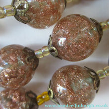Load image into Gallery viewer, Vintage Gold Aventurine Murano Glass Bead Necklace. Total Length 24 inches
