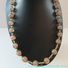 Load image into Gallery viewer, Vintage Gold Aventurine Murano Glass Bead Necklace. Total Length 24 inches
