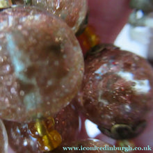 Load image into Gallery viewer, Vintage Gold Aventurine Murano Glass Bead Necklace. Total Length 24 inches
