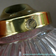 Load image into Gallery viewer, Holophane Style Ribbed Glass Hanging Shade with Brass Hanging Fitment
