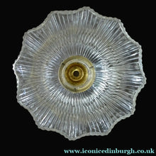 Load image into Gallery viewer, Holophane Style Ribbed Glass Hanging Shade with Brass Hanging Fitment
