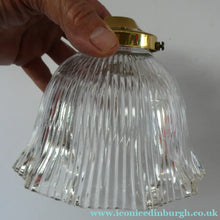 Load image into Gallery viewer, Holophane Style Ribbed Glass Hanging Shade with Brass Hanging Fitment
