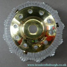 Load image into Gallery viewer, Holophane Style Ribbed Glass Hanging Shade with Brass Hanging Fitment
