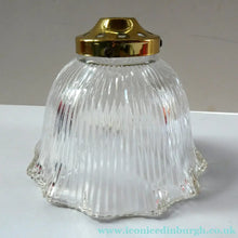 Load image into Gallery viewer, Holophane Style Ribbed Glass Hanging Shade with Brass Hanging Fitment
