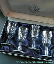Load image into Gallery viewer, Boxed Set of Four Richmond Pattern Red Wine Stuart Crystal Glasses 6 1/2 inches
