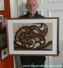 Load image into Gallery viewer, CANADIAN ART: Joshim Kakegamic (1952 - 1993). Acrylic Painting on board. Entitled "Lazy Bear"
