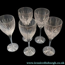 Load image into Gallery viewer, FIVE GLASSES: Vintage Edinburgh Crystal WHITE WINE Glasses. SYMPHONY PATTERN. 7 7/8 inches (CODE H)
