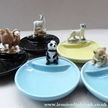 Load image into Gallery viewer, Five Vintage 1960s WADE WHIMTRAYS. Early Made in England Marks to Base: Llama Boxer Panda Lion Cub &amp; Camel - British
