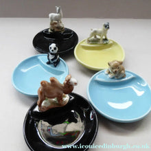 Load image into Gallery viewer, Five Vintage 1960s WADE WHIMTRAYS. Early Made in England Marks to Base: Llama, Boxer, Panda, Lion Cub &amp; Camel

