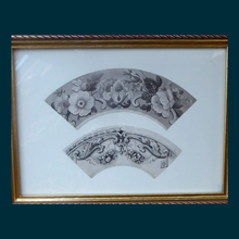 Load image into Gallery viewer, ORIGINAL GEORGIAN Watercolour.  RARE Early 19th Century Grisaille Floral Designs for Plate Border Decorations: G
