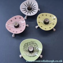 Load image into Gallery viewer, Set of FOUR 1950s Decorative FOLEY Bone China Miniature Candleholders with Tripod Feet
