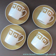 Load image into Gallery viewer, 1970s Susie Cooper Wedgwood Old Gold Keystone  Cups and Saucers
