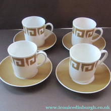 Load image into Gallery viewer, 1970s Susie Cooper Wedgwood Old Gold Keystone  Cups and Saucers
