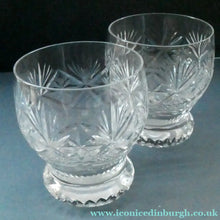 Load image into Gallery viewer, FOUR 1980s WHISKY TUMBLERS Crystal "On the Rocks" Glasses. Prince Regent Pattern by WEBB CORBETT
