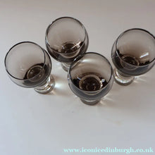 Load image into Gallery viewer, FOUR Caithness CANISBAY LARGE Peat Coloured Wine Glasses. Space Age Shape. 5 1/4 inches in height
