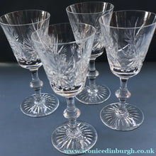 Load image into Gallery viewer, FOUR Edinburgh Crystal Wine Glasses. STAR OF EDINBURGH Pattern: 6 1/4 inches 
