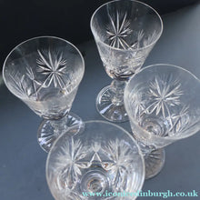 Load image into Gallery viewer, FOUR Edinburgh Crystal Wine Glasses. STAR OF EDINBURGH Pattern: 6 1/4 inches 
