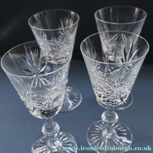 Load image into Gallery viewer, FOUR Edinburgh Crystal Wine Glasses. STAR OF EDINBURGH Pattern: 6 1/4 inches 
